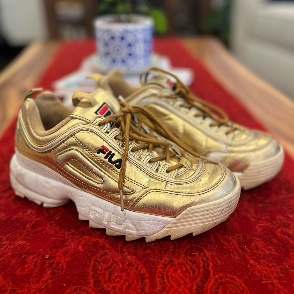 Fila Metallic Gold Sneakers with White Sole